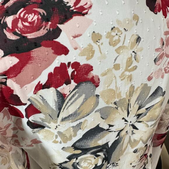 White House Black Market Floral Blouse Lined Sheer Sleeves Womens Size 10 - Picture 5 of 8